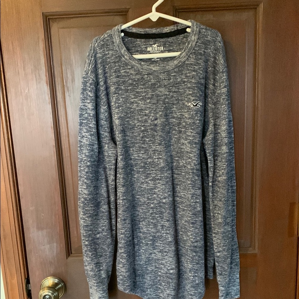 Hollister Blue Crewneck Sweater with Heathered Texture